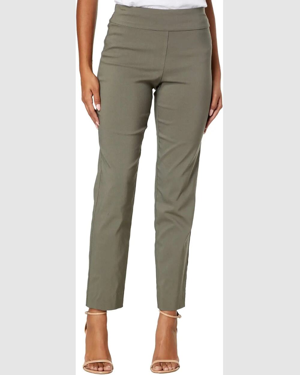 KRAZY LARRY Women's Pull-On Ankle Pants Size 6 Green Olive High Rise Stretch NWT